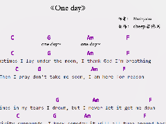 <b>《One day》吉他谱_C调简单和弦弹唱谱</b>