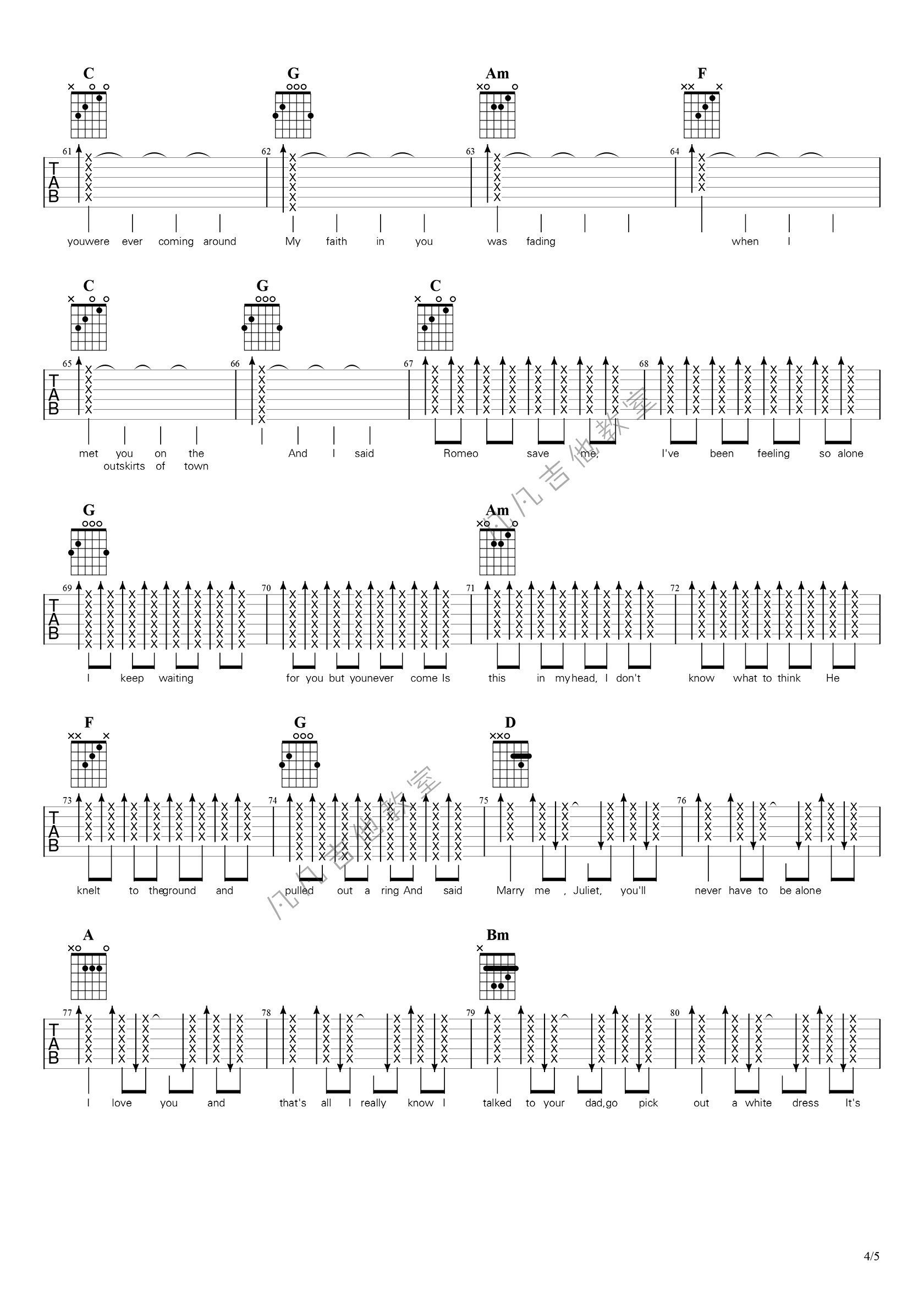 Love Story吉他谱 - Taylor Swift/泰勒·斯威夫特 - D调吉他弹唱谱 - 琴谱网