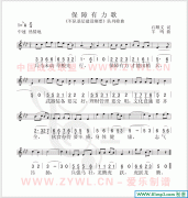 《保障有力歌》简谱五线谱