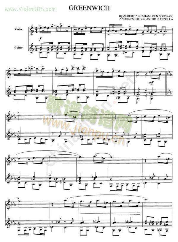 Astor Piazzolla《Greenwich》小提琴+吉他