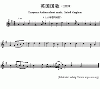 英国国歌钢琴谱（European Anthem sheet music：United