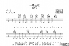 一路生花吉他谱_温奕心_G调原版六线