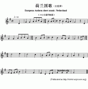 荷兰国歌钢琴谱（European Anthem sheet music：Netherl